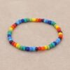 Wholesale Rainbow Glass Rice Beads Clear Beads Gradient Color Bracelet