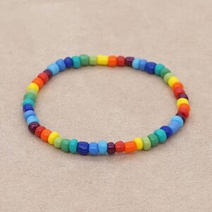 Wholesale Rainbow Glass Rice Beads Clear Beads Gradient Color Bracelet