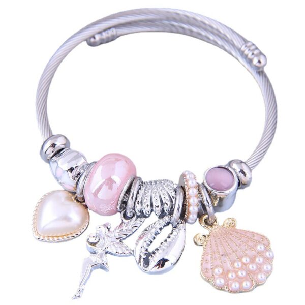 O1CN01Jfb65Q1Bs2hCWB0fg_0-0-cib Wholesale Stainless Steel DIY Handmade Beaded Love Angel Shell Pearl Alloy Bracelet