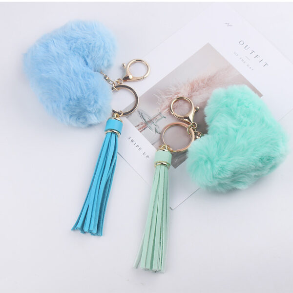 Wholesale Heart Shaped Fur Ball Tassel Keychain