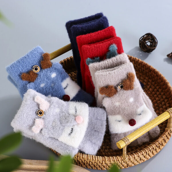 Wholesale Winter Children's Half-finger Flip Open Finger Half Warm Gloves