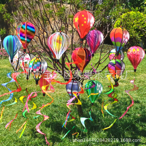 Wholesale Hot Sale Rainbow Hot Air Balloon National Flag Outdoor Decoration Windmill
