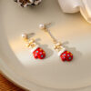 Wholesale Christmas Series Gloves Pearl Bow Earrings
