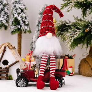 Christmas Knitted Hat Striped Hanging Leg Dwarf Red