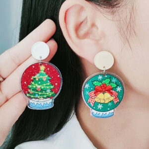 Wholesale Round Christmas Acrylic Earrings