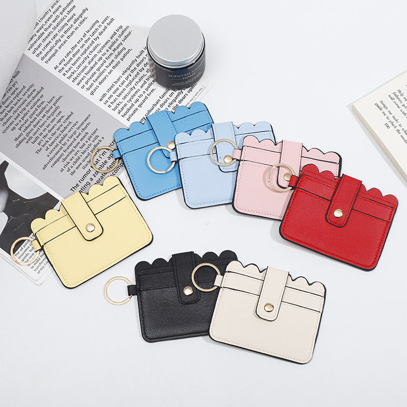Wholesale Solid Color Leather Card Case Keychain
