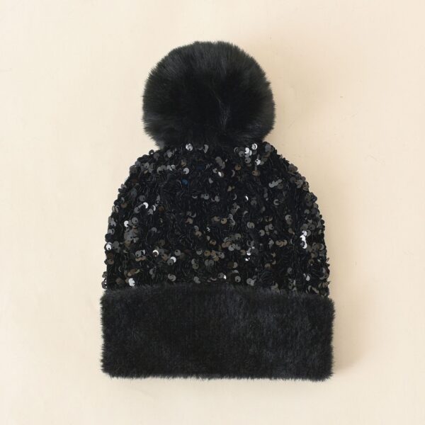 Wholesale Autumn/Winter Sequined Pom Knitted Wool Hat