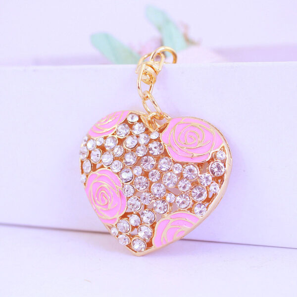 Wholesale Valentine's Day Creative Crystal Rose Alloy Keychain