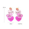Wholesale Valentine's Day Pink Leopard Glitter Love Boots Rainbow Earrings