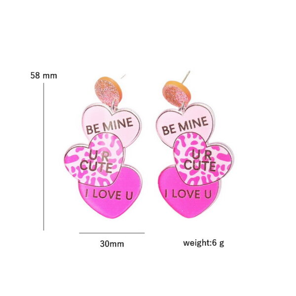 Wholesale Valentine's Day Pink Leopard Glitter Love Boots Rainbow Earrings