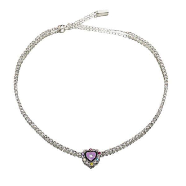 Wholesale Purple Love Diamond Enamel Necklaces