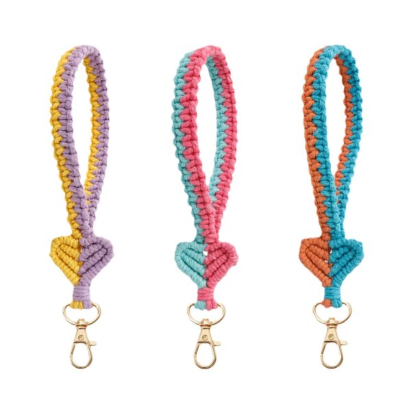 Wholesale Bohemian Hand Woven Cotton Rope Wristband with Keychain