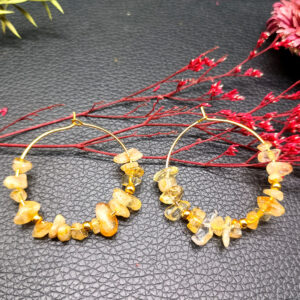 Yellow Crystal gold earrings + gold beads