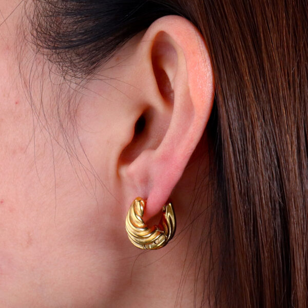 Wholesale Titanium Steel Wavy Shaped Earrings Fashionable 18K Gold Plated Stainless Steel Earrings
