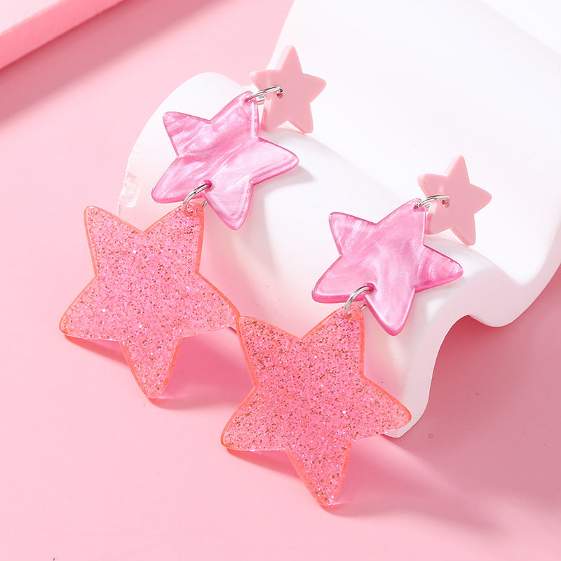 Wholesale Y2K Five inted Star Acrylic Earrings