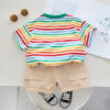 Wholesale Boys' Summer Striped Short Sleeved Work Shorts Cotton Two-piece Set