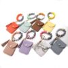 Wholesale Silicone Leather Tassel Bracelet Wooden Bead Keychain