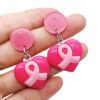 Wholesale Bow Pink Ribbon Women's Health Conscious Acrylic Earrings