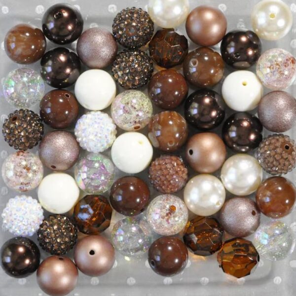 Wholesale 50pcs Brown 20MM Acrylic Large Beads DIY Mixed Color Mixed Beads Loose Beads Combination