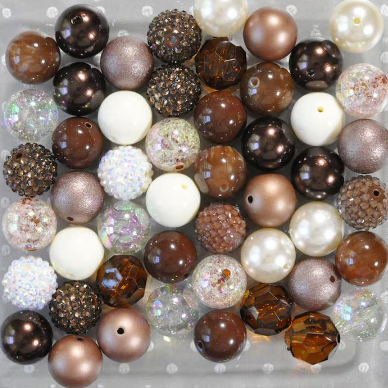 Wholesale Brown 20MM Acrylic Large Beads DIY Mixed Color Mixed Beads Loose Beads Combination