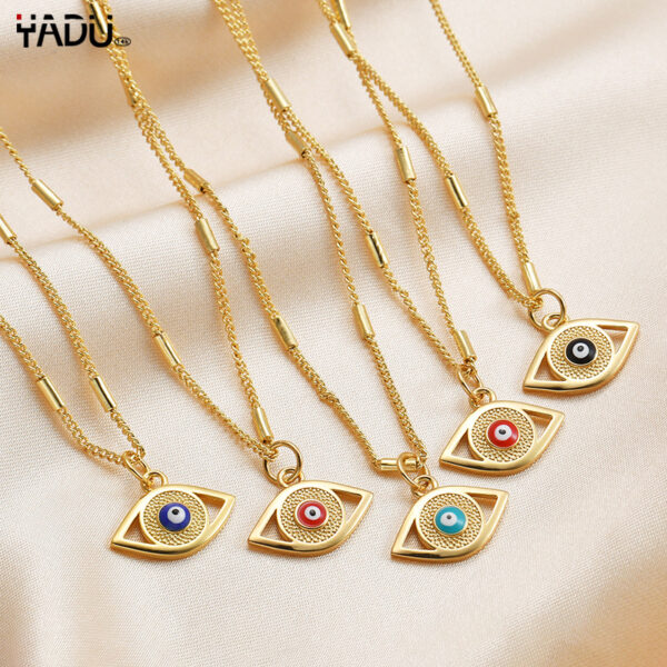 Wholesale Demon Eye Pendant Stainless Steel Drop Oil Necklace