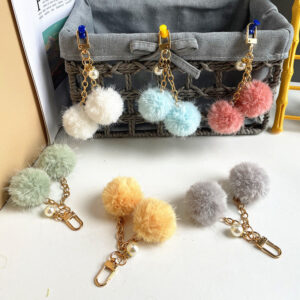 Wholesale Cute Pearl Candy Plush Ball Bags, Keychain Pendants