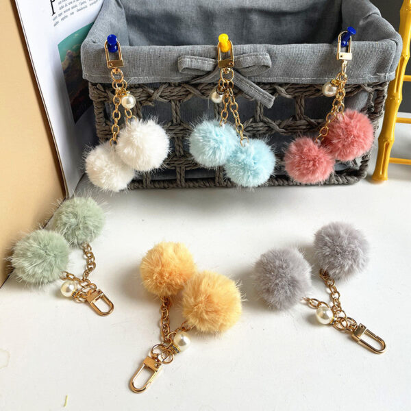 Wholesale Cute Pearl Candy Plush Ball Bags, Keychain Pendants