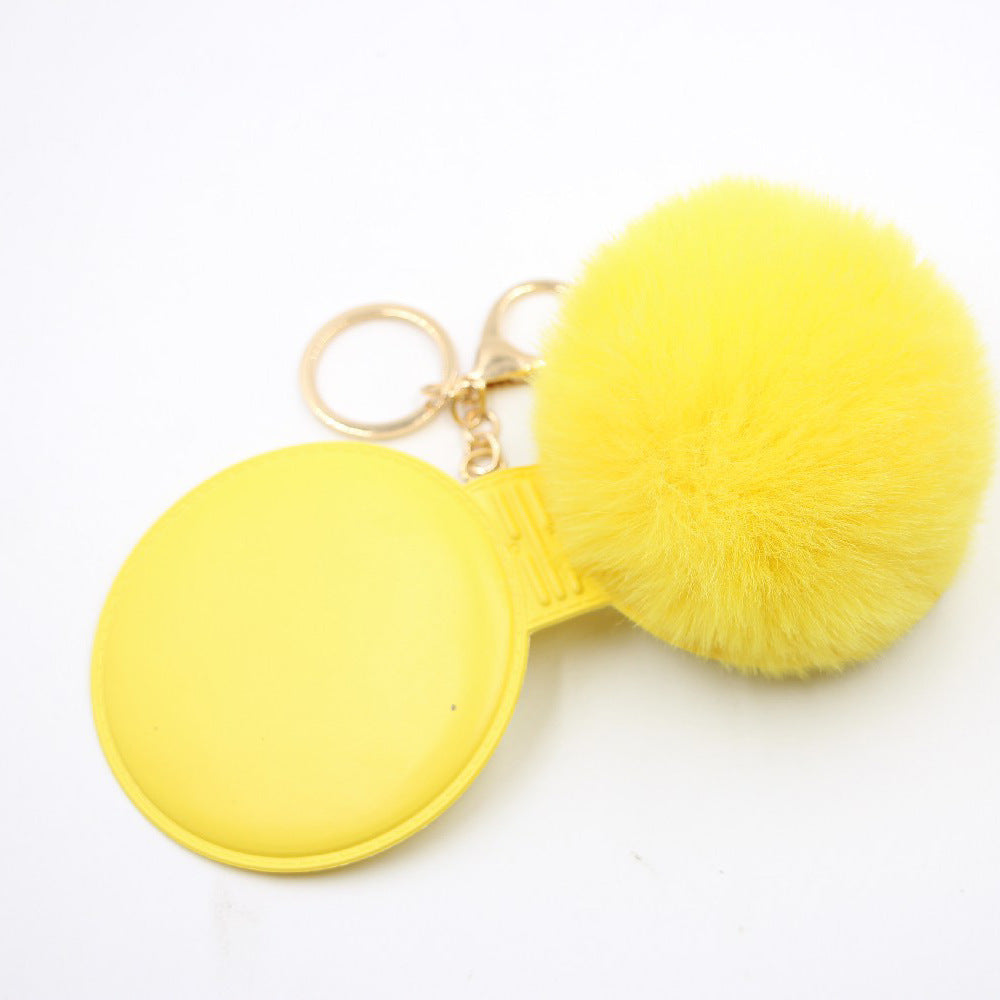Wholesale Small Mirror Hair Ball Bag Alloy Keychain