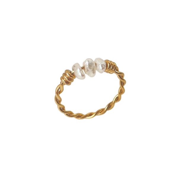 Wholesale Twist Natural Pearl Titanium Steel Ring