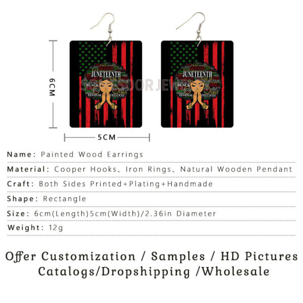 Wholesale Rectangular Exaggerated Wood Earrings