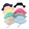 Wholesale Cotton Solid Color Kids Bucket Hat with Windproof Rope