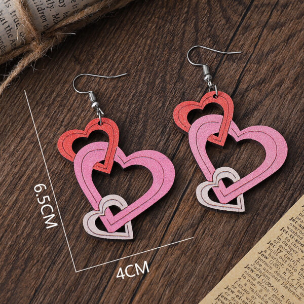Wholesale Valentine's Day Hollow Heart Wooden Earrings