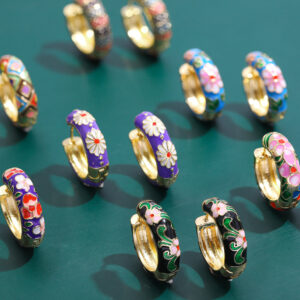 Wholesale Vintage Colorful Zircon Flower Alloy Earrings