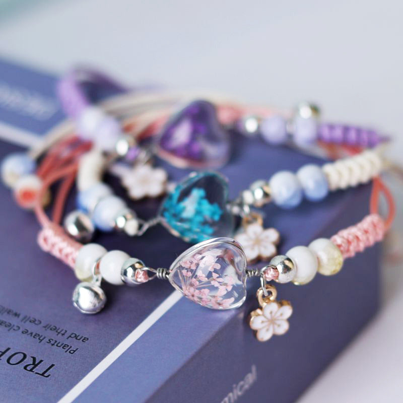 Wholesale ied Flowers Love Heart Shaped Bracelet