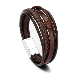 Brown leather White buckle 23cm
