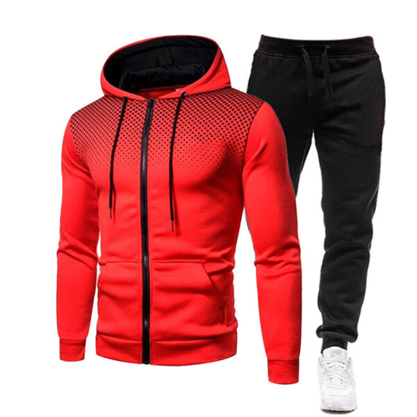 O1CN01KA8xG11EgXgVuH5lL_2214817050381-0-cib Wholesale Dot Print Solid Color Zipper Sports Hoodie Men's Sweatshirt and Sweatpants Suit