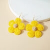 Wholesale Raffia Flower Alloy Earrings