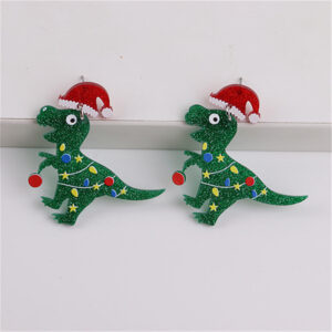 Wholesale Christmas Dinosaur Snowflake Acrylic Earrings