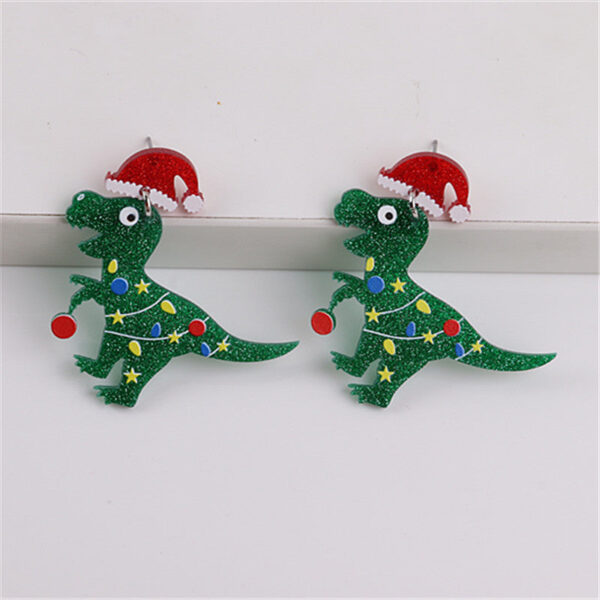 Wholesale Christmas Dinosaur Snowflake Acrylic Earrings