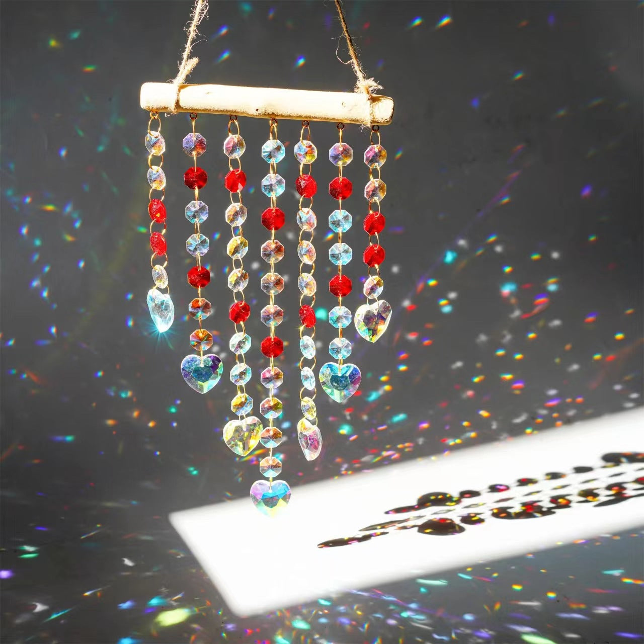 Wholesale Sun Catcher Irregular Wood Stick sy Crystal Wind Chime Pendant