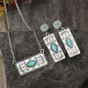 Wholesale Bohemian Retro Pumpkin Flower Splicing Geometric Turquoise Alloy Earrings Necklace Set