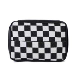 Jacquard Plaid Black and White Patchwork Tissue Box Velcro