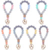 Wholesale Wooden Octagon Hand Silicone Beaded Wrist Keychain