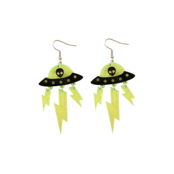 Wholesale Earrings Acrylic Halloween Funny Alien Fluorescent
