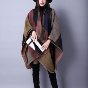 Large checkered khaki / 135-175CM