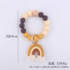 Wholesale Cartoon Colorful Rainbow Tassel Silicone Bead Wrist Keychain