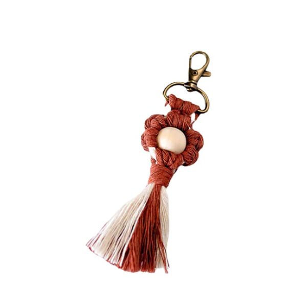 Wholesale Hand Woven Cotton Thread Small Flower Tassel Keychain
