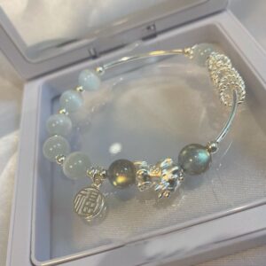 Cat's Eye + Grey Moonlight Small Pixiu Fu Brand Bracelet