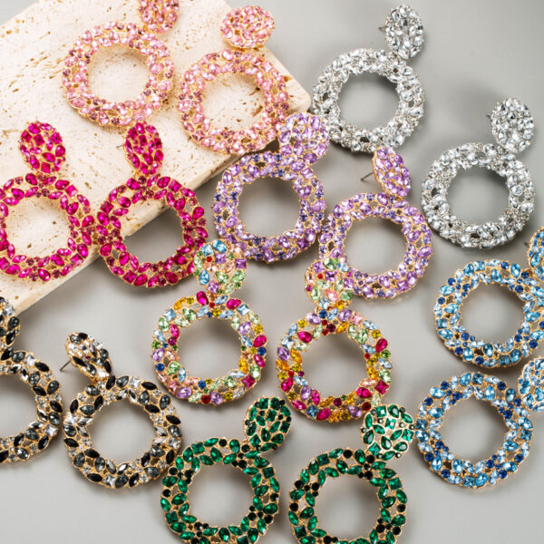 O1CN01KS1LN02LDsQANeQJc_2206398079659-0-cib Wholesale Alloy Diamond Round Full Diamond Earrings