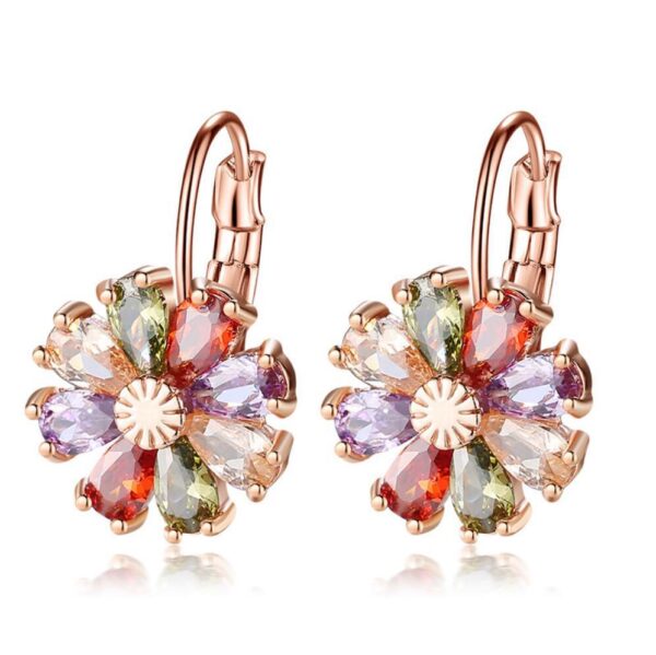 Wholesale Flower Colored Zircon Earrings